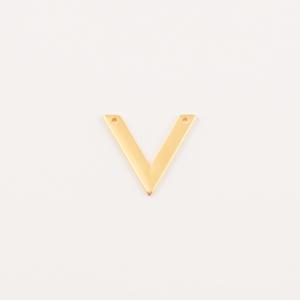 Gold Plated Metal "V" (2.3x2.1cm)