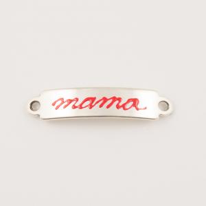 Plate "mama" Silver Enamel Red