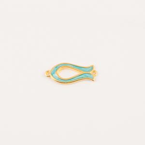 Gold Plated Fish Teal Enamel 2.8x1.3cm