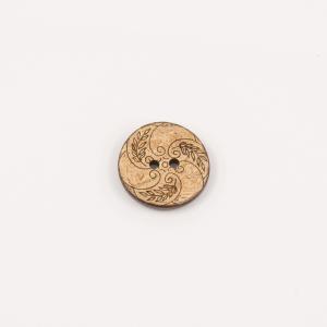 Κουμπί Καρύδα Φύλλα Φυσικό 2.3cm