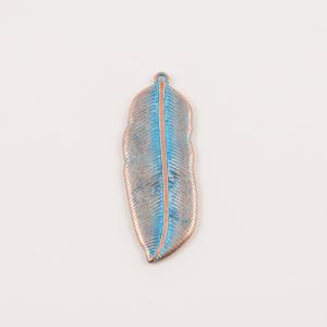 Copper Feather Oxidized Blue 5.3x1.9cm