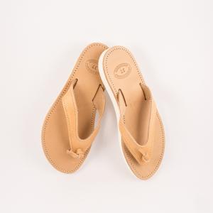 Leather Flip Flops with White Sole
