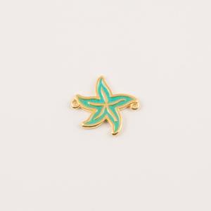 Gold Plated Starfish Teal Enamel 2.5x2cm