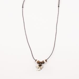 Necklace Shark's Tooth Brown Beads