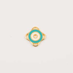 Gold Plated Circle Enamel Teal
