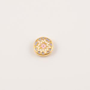 Gold Plated Circle Lilac-Pink Enamel