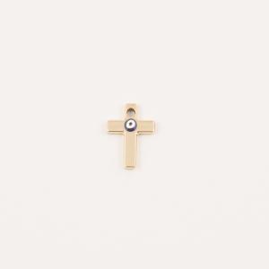 Gold Plated Cross Eye Blue 1.5x1cm