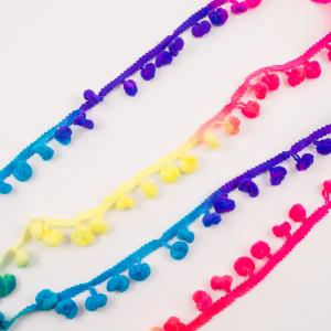 Braid with Pom Poms Multicolored (2cm)