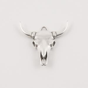 Metal Taurus Head Silver 4.3x4cm