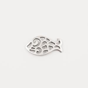 Perforated Fish Silver 3.2x1.8cm