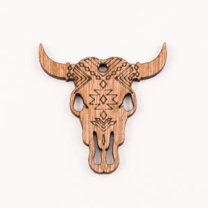 Wooden Bull with Designs 5.4x5.1cm