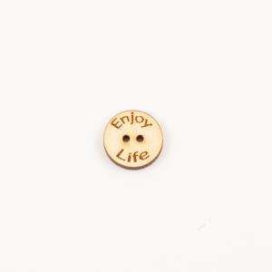 Wooden Button Enjoy Life Natural 1.8cm