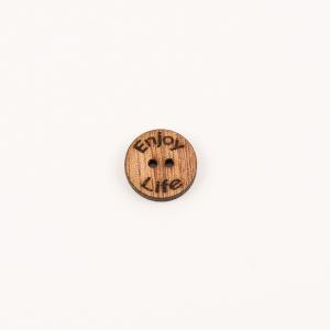 Wooden Button Enjoy Life Brown 1.8cm