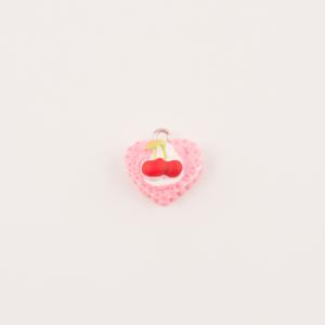 Acrylic Cake Heart Pink 1.7x1.5cm