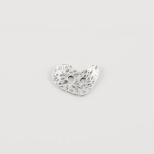 Button Forged Heart Silver 2.3x1.8cm