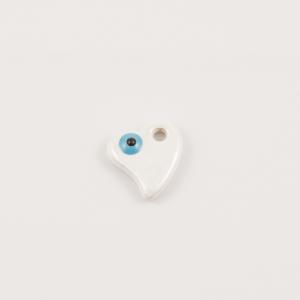 Κεραμική Καρδιά-Μάτι Λευκή 1.9x2cm
