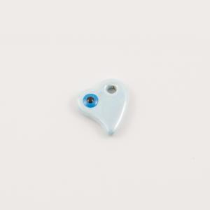 Κεραμική Καρδιά-Μάτι Γαλάζια 1.9x2cm