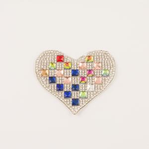 Fusible Heart Rhinestones 6.3x5.5cm