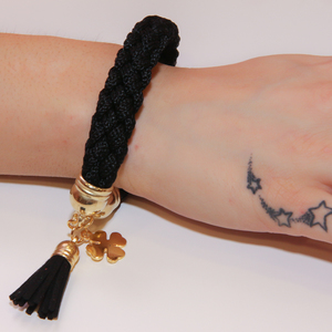 Bracelet with Knitted Black Cord