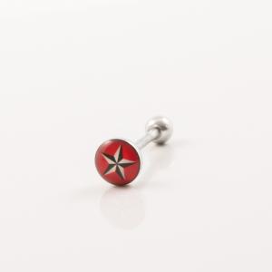 Tongue Jewelery Star Red 8mm