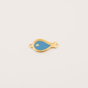 Gold Plated Fish Blue Enamel 2.8x1.3cm