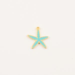 Gold Plated Starfish Light Blue 2.2x2cm