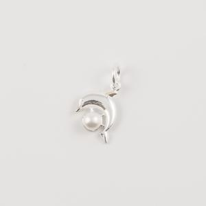 Silver Plated Dolphin Pearl 2.1x1.5cm