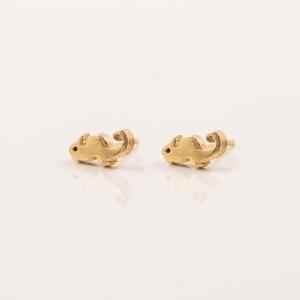 Gold Plated Steel Earrings Sea Horse