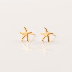 Gold Plated Steel Earrings Starfish
