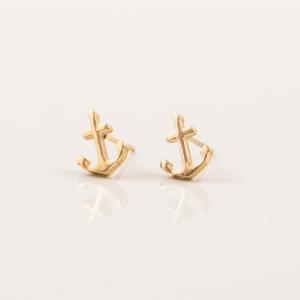 Gold Plated Steel Earrings Anchor