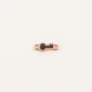 Κλειδί Ροζ Χρυσό Σμάλτο Μαύρο 1.4x0.5cm