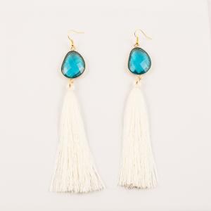 Earrings Tassel White-Turquoise