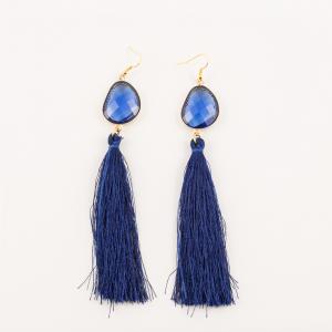 Earrings Crystal-Tassel Blue