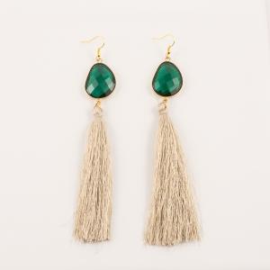 Earrings Tassel Beige-Green