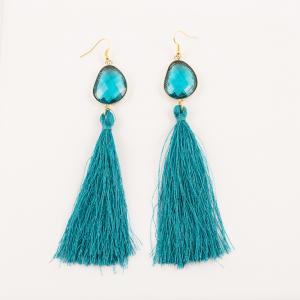 Earrings Crystal-Tassel Turquoise