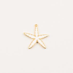 Gilt Starfish White Enamel 3.3x3cm
