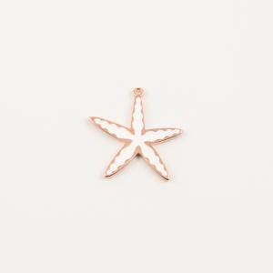 Rose Gold Starfish White Enamel 3.3x3cm