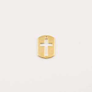 Gold Plated Plate Cross 2.1x1.5cm