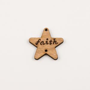Ξύλινο Αστέρι "Faith" 4.2x4.2cm