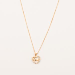 Gold Plated Steel Necklace Heart Zirgon