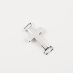 Μεταλλικός Σταυρός Ασημί 3.9x2cm
