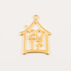 Gold Plated "2017" House 4.3x3.3cm