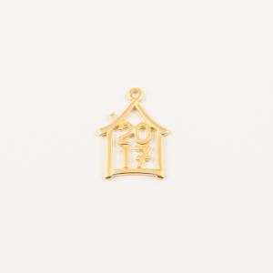 Gold Plated "2017" House 2.4x1.8cm