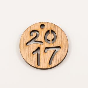 Wooden "2017" Round 4cm