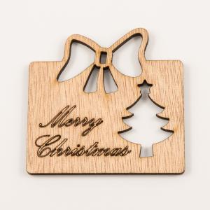 Wooden Plate "Merry Christmas" 7x6.8cm