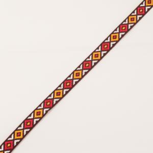Ethnic Ribbon Burgundy-Multicolored 13mm