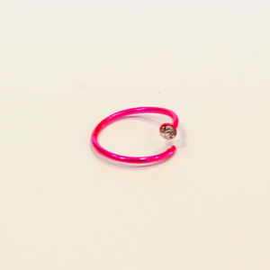 Nose Earring Silver 925 Fuchsia Strass