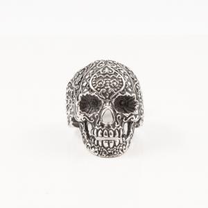 Steel Ring Carved Skull