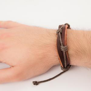 Double Bracelet Brown Flat with Tying