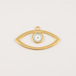 Gilt Eye Light Blue Enamel 7.3x4cm